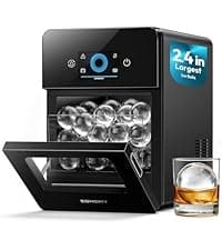 EUHOMY 2.4" Ice Ball Maker Countertop, 2Pcs Ready in 60Mins, 48Pcs/Day, 8H Timer, Self-Cleaning Sphere Ice Maker Machine with Crystal Clear Ice, Round Ice Cube Maker for Whiskey & Bourbon