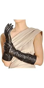 WARMEN Women's Lambskin Touchscreen Texting Leather Gloves Winter Lined Long Sleeves for Iphone Smartphone