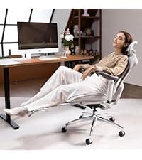 SIHOO M18 Ergonomic Office Chair, High Back Mesh Desk Chair with Adjustable Headrest & Lumbar Support, 330lbs Capacity Computer Chair with 2D Armrests & Wide Cushion, Tilt Lock, for Home Office-Black