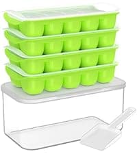 DOQAUS Ice Cube Tray with Lids - 4 Pack Stackable Silicone Ice Trays for Freezer, BPA & LFGB Safe, Easy Release for Kitchen, RV, Cocktail, Coffee, Soup & Food