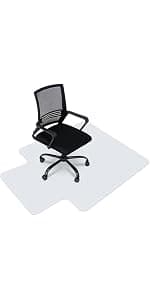SUPER DEAL Upgraded 48" X 36" Office Chair Mat for Carpet Floor, Non-Slip Under Desk Carpeted Floor Protector, Heavy Duty Clear Plastic Carpet with Lip for Home Office Gaming Chair