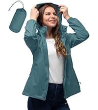 33,000ft Women's Rain Jacket Waterproof Lightweight Packable Raincoat with Hood for Golf Hiking Travel Windbreaker