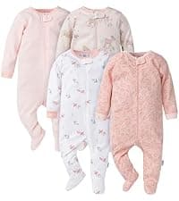 Gerber Baby Girls 4-Pack Sleep 'N Play Footie B08BV2XMG7