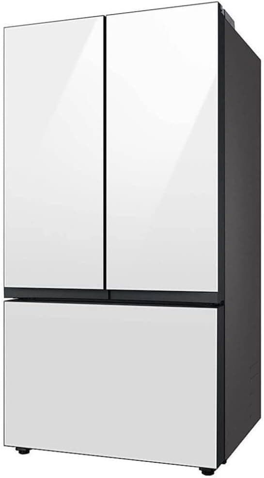 Samsung 30 cu. ft. Bespoke 3-Door French Door Refrigerator with AutoFill Water Pitcher and Dual Ice Maker, White Glass, RF30BB620012AA