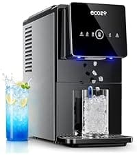 ecozy Ice Makers Countertop, Ultra Slim Design with Full-Color Panel, Internal Lights, 26 lbs/24H, Timer Ice Making, Two Ice Sizes, Portable Self-Cleaning Ice Machine for Home/Kitchen/RV