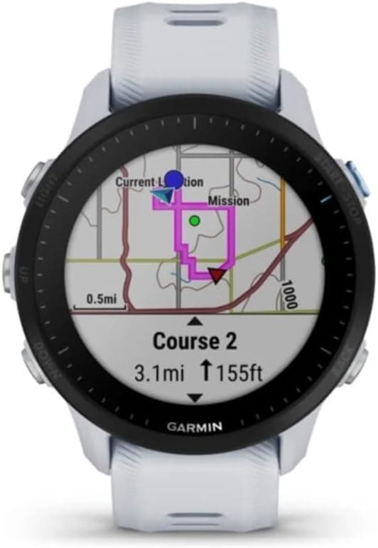 Garmin Forerunner® 955, GPS Running Smartwatch, Tailored to Triathletes, Long-Lasting Battery, Whitestone
