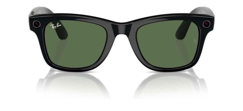 Ray-Ban Meta (Gen 1), Wayfarer, Shiny Black | Smart AI Glasses for Men, Women — 12 MP Ultra-Wide Camera, Open-Ear Speakers for Audio, Video Recording and Bluetooth — Green Lenses — Wearable Technology