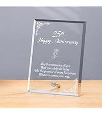 25th Anniversary Wedding Decorations - Crystal Clock & Keepsake Gifts for Couple & Parents