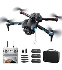 V168 Pro MAX GPS Drones with Camera for Adults 4K, RC Drone with 4.5" HD Screen on Controller, 60 Mins Flight, Long Range Transmission, 360° Obstacle Avoidance, Follow Me, Auto Return, Brushless Motor, QuickShots, Lightweight and Foldable Quadcopter for Beginner Toy Gifts