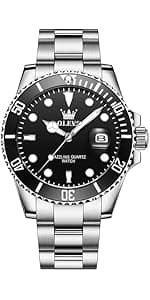 QBAIZI Men's Casual Leather Watch, Easy to Read Three-Hand Analog Stainless Steel Watches for Men, Minimalist Day Date Waterproof Luminous Mens Quartz Wristwatch