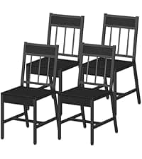 YATINEY Dining Chairs Set of 4, Industrial Kitchen Chairs with Metal Frame, Slanted Back, Wooden Dining Chair Set, for Kitchen, Living Room, Rustic Brown and Black CY03L4BR
