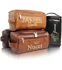 Personalized Toiletry Bag for Men, Custom Toiletries Bag Gifts for Men, Him, Birthday, Anniversary, Graduation, Groomsmen, Dad, Husband, Boyfriend, Leather Engraved Travel Cosmetic Shaving Hygiene Bag B0DZ6SCD7C