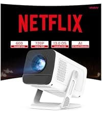 [Built-in Apps & 2026 Upgraded] Mini Projector with Wi-Fi 6 & Bluetooth 5.4, 1080P 4K Support Full HD, Auto Keystone 360° Portable Home Cinema Smart Projector for iOS/Android X1 B0F9XTQKW1