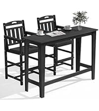 HDPE Outdoor Patio Dining Set with Table & 6 Chairs, All-Weather 7-Piece Outdoor Table and Chairs, 2" Umbrella Hole, Patio Furniture for Garden, Backyard, Deck | Grey