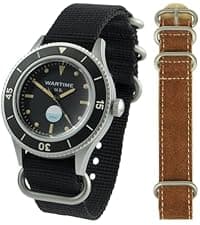 WTI WORLD TIME INTERNATIONAL WARTIME | WW2 Military Watch – Vintage USAAF Watch, Swiss-Quartz Movement with Canvas strap and leather lining, 10 ATM Water Resistant. The Perfect WW2 Memorabilia. Mens Watches for Ever