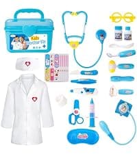 Kids Doctor Playset with Cart, Costume & Stethoscope, Role Play, Pretend Play Medical Toys, Birthday Gift Liberry Toddlers Doctor Kit Toy for Girls Boys Ages 2 3 4 5, Blue B0BYNC6XMQ