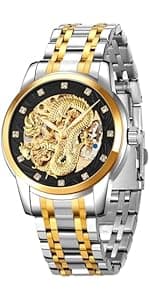 MASTOP Men's Classic Automatic Mechanical Day Calendar Luxury Leather Band Watch