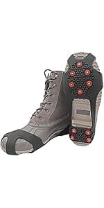 Global Glove Ice Gripster Treads Nonslip Traction Cleats for Snow and Ice, Anti-Slip Overshoe Mid-Sole Crampons with Adjustable Straps, 7 Tungsten Studs for Secure Grip, Orange and Black