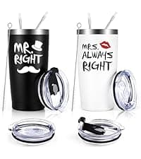 Qtencas Grandma and Grandpa Gifts, Grandparents Christmas Gifts, Grandpa and Grandma insulated Travel Tumbler Set, Gift for Grandparents on Christmas Birthday Anniversary, 20 Oz Black & White