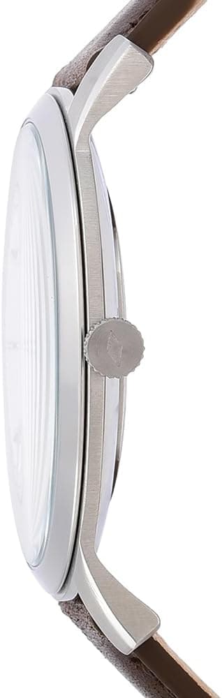 Fossil Men's Minimalist Quartz Stainless Steel and Leather Three-Hand Watch