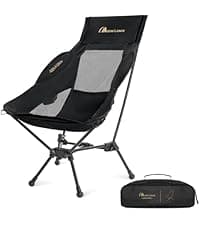 MOON LENCE Portable Camping Chair Backpacking Chair - The 4th Generation Ultralight Folding Chair - Compact, Lightweight Foldable Chairs for Hiking Mountaineering, Beach (Black-1Pack)