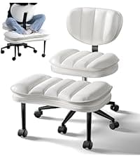 Big and Tall Office Chair, Flip Armrests for Pets & Cross Legged Sitting, Executive Ergonomic Computer Gaming Chair with Foot Rest, Teddy Fleece Wide Seat Reclining Desk Chair, White Vanity Chair