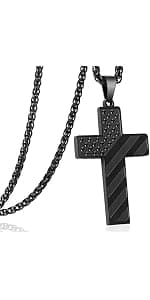 DuoDiner 18+2" Cross Necklace for Men Boys Christian Confirmation Gifts B0B96PLBQQ