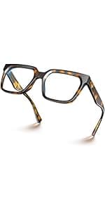 VISOONE Oversized Blue Light Blocking Glasses with Chic Square TR90 Frame and Metal Temple for Women Men REMY
