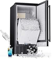 Under Counter Nugget Ice Maker, 70 lbs/Day Nugget Ice Machine, Built-in or Freestanding Ice Maker with 2-Drawer Ice Baskets, Auto-Cleaning & 24H Timer for Home and Bar Use
