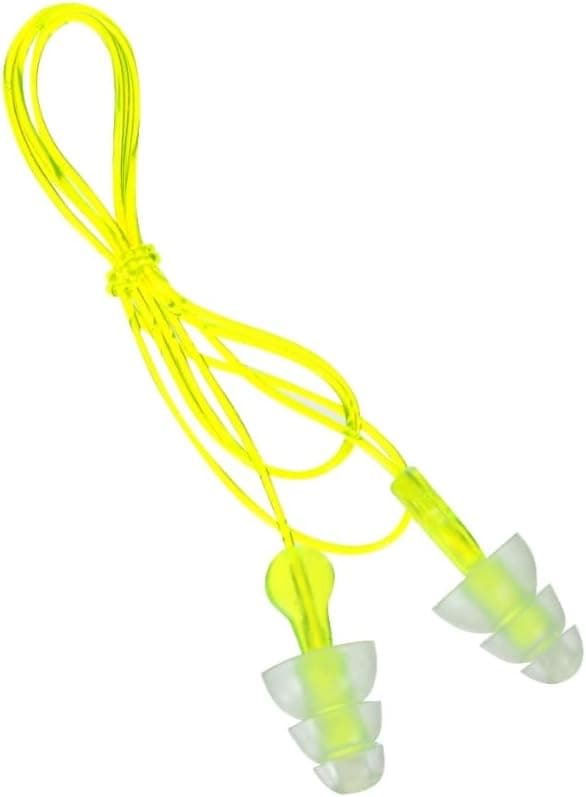 Peltor Sport Tri-Flange Corded Reusable Earplugs, 3 Pair, Noise Reduction Rating (NRR) 26 dB, Comfortable Fit, Ideal For Range, Shooting & Hunting, Washable and Corded, Neon Yellow (97317-10C)