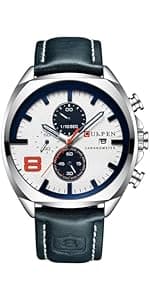 PASOY Luxury Chronograph Watches for Mens Rubber Strap Black Waterproof Date Analog Quartz Watch