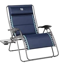 Timber Ridge 3-Level Adjustable Rocking Camping Chair, Padded High Back Outdoor Rocking Chair with Side Pocket, Portable Folding Rocker for Adults, Supports 300 LBS for Lawn, Patio, Porch
