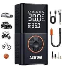 For Car Tires, Bikes, Motorcycles and Balls; Auto Shut-off, Digital Display Pressure Gauge, Fast Inflation, LED Light AstroAI L7 Tire Inflator Portable Air Compressor,150 PSI Cordless Bike Pump B0CS3B7MD8