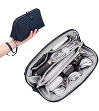Wrist Strap, Waterproof, Double Layers Portable Electronics Travel Carrying Case for Cord, Charger, Daily Business Trips Use FYY Electronic Organizer, Travel Tech Pouch Bag, Cable Organizer Dark Green B0B7QQVMRT
