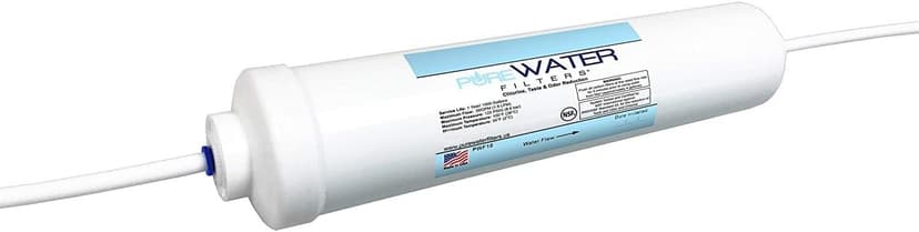PureWater Filters Inline Water Filter Kit for Ice Maker with 1/4-Inch Direct Quick-Connect Fittings, Tubing and a T-Connector