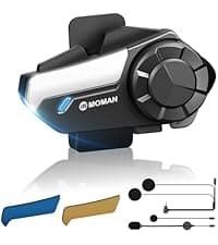 Moman Motorcycle Intercom, Group Intercom Communication Systems, FM, Hi-Fi Stereo, CVC Noise Cancellation, Waterproof BT5.1 Helmet Speaker Headset, 24 Riders Mesh Communicate(CPX 1 Pack)