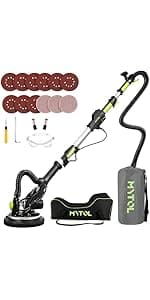 MYTOL Drywall Sander, 7.2A Electric Drywall Sander with Vacuum Dust Collection, LED Light, 6 Variable Speed Digital Display 900-1800RPM, Foldable & Extendable Handle (GREY)