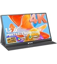 KYY Portable Monitor 15.6inch 1080P FHD USB-C, HDMI Computer Display HDR IPS Gaming Monitor w/Premium Smart Cover & Screen Protector, Speakers, for Laptop PC MAC Phone PS4 Xbox Switch