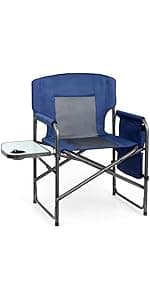 Yestomo Beach Chairs for Adults Heavy Duty, Compact Portable Lay Flat Folding Chair with Backpack Straps and Large Cooler Pouch, Support to 350LBS (Stripes_Blue&Cyan)