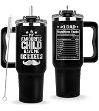Father Day Gifts For Dad from Daughter Son Kids, Birthday Gifts for Daddy, Present for Dads, Dad Tumbler 40 Oz, Best Father Mug, Cool Coffee Cup Ideas for Papa, Elderly Fathers, Step Daddy, New Papa