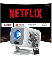 [Built-in Apps & 2026 Upgraded] Mini Projector with Wi-Fi 6 & Bluetooth 5.4, 1080P 4K Support Full HD, Auto Keystone 360° Portable Home Cinema Smart Projector for iOS/Android X1 B0F9XTQKW1
