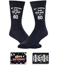 HAPPYPOP Birthday Gifts for Mom Dad - Ideal Socks for Seniors in 50s with Greeting Card