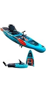 Reel Yaks Raptor Modular Fishing Kayak - 9.5ft Lightweight Sit On Top Kayak for Adults & Youth - Stable & Portable, Ideal Space-Saving Design for Travel - 380lbs Capacity