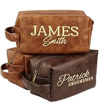 Personalized Toiletry Bag for Men, Custom Toiletries Bag Gifts for Men, Him, Birthday, Anniversary, Graduation, Groomsmen, Dad, Husband, Boyfriend, Leather Engraved Travel Cosmetic Shaving Hygiene Bag B0DZ6SCD7C