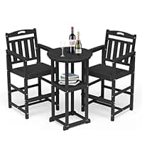 HDPE Outdoor Patio Dining Set with Table & 6 Chairs, All-Weather 7-Piece Outdoor Table and Chairs, 2" Umbrella Hole, Patio Furniture for Garden, Backyard, Deck | Grey