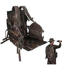 FUNHORUN Hunting Chair with Removable Camouflage Cover, 360 Degree Silent Swivel Hunting Seat with Adjustable 4 Legs Height and Armrests, Tool-Free Foldable Ground Blind Chair, Portable Seat