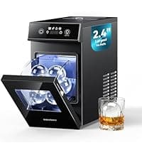 EUHOMY 2.4" Ice Ball Maker Countertop, 2Pcs Ready in 60Mins, 48Pcs/Day, 8H Timer, Self-Cleaning Sphere Ice Maker Machine with Crystal Clear Ice, Round Ice Cube Maker for Whiskey & Bourbon