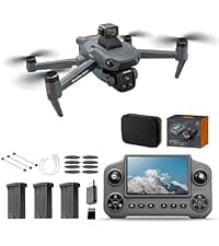 V168 Pro MAX GPS Drones with Camera for Adults 4K, RC Drone with 4.5" HD Screen on Controller, 60 Mins Flight, Long Range Transmission, 360° Obstacle Avoidance, Follow Me, Auto Return, Brushless Motor, QuickShots, Lightweight and Foldable Quadcopter for Beginner Toy Gifts