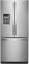 Whirlpool 30 Inch French Door Refrigerator with 19.7 Cu. Ft. Capacity, Internal Ice Maker, Water Dispenser, Spill-Proof Glass Shelves, EveryDrop® Filtration and Fast Cool: Stainless Steel