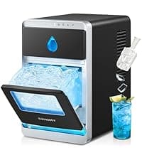 EUHOMY LunaArc Crescent Ice Maker Countertop, 16Pcs Ready in 12Mins, 1600Pcs/Day, Auto Deep Cleaning, Timer, Adjustable Ice Thickness, Portable Ice Cube Maker for Whiskey/Coffee/Soft Drinks